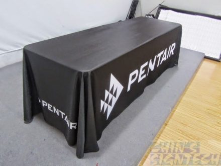Black Table cloth with white logo