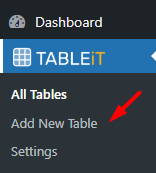 select add new table section in product table menu