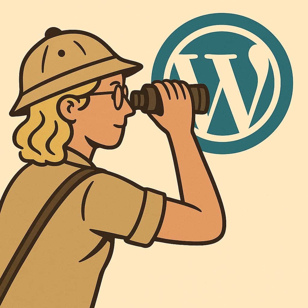 WordPress and Kadence Setup: Step-by-Step Guide for Beginners 1 graphic of a guide looking at the wordpress logo