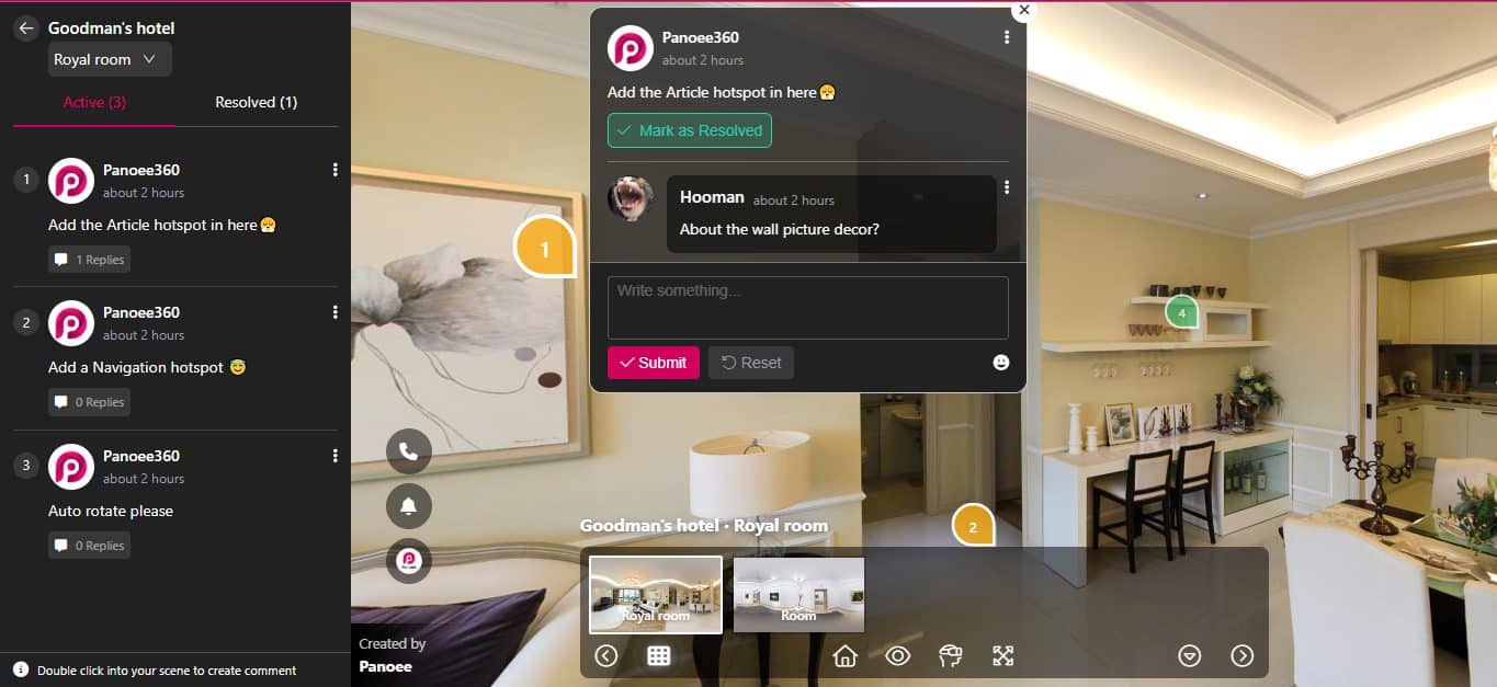 How to Create a Team-working Virtual Tour with Panoee’s Collaboration Mode 3 team-working virtual tour
