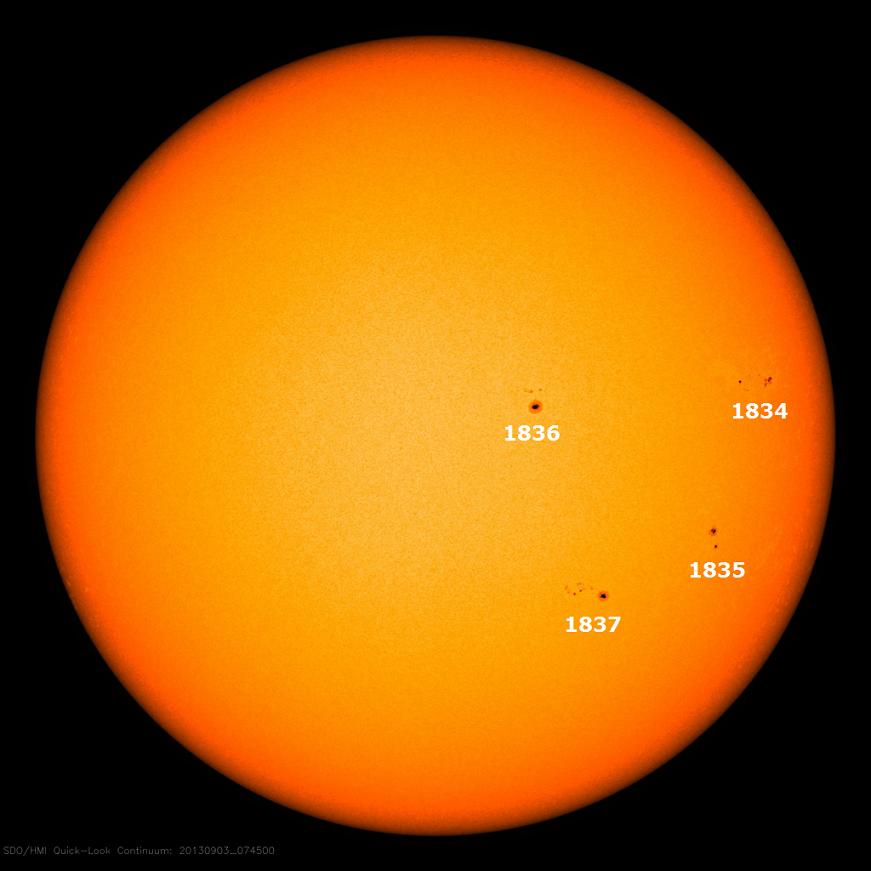 Weltraumwetterbericht vom 04. September 2013 2 Sonnenflecken 4. September
