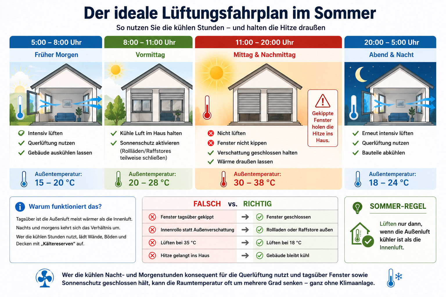 richtig lüften bei Hitze