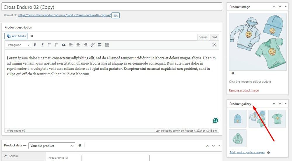 WooCommerce product gallery