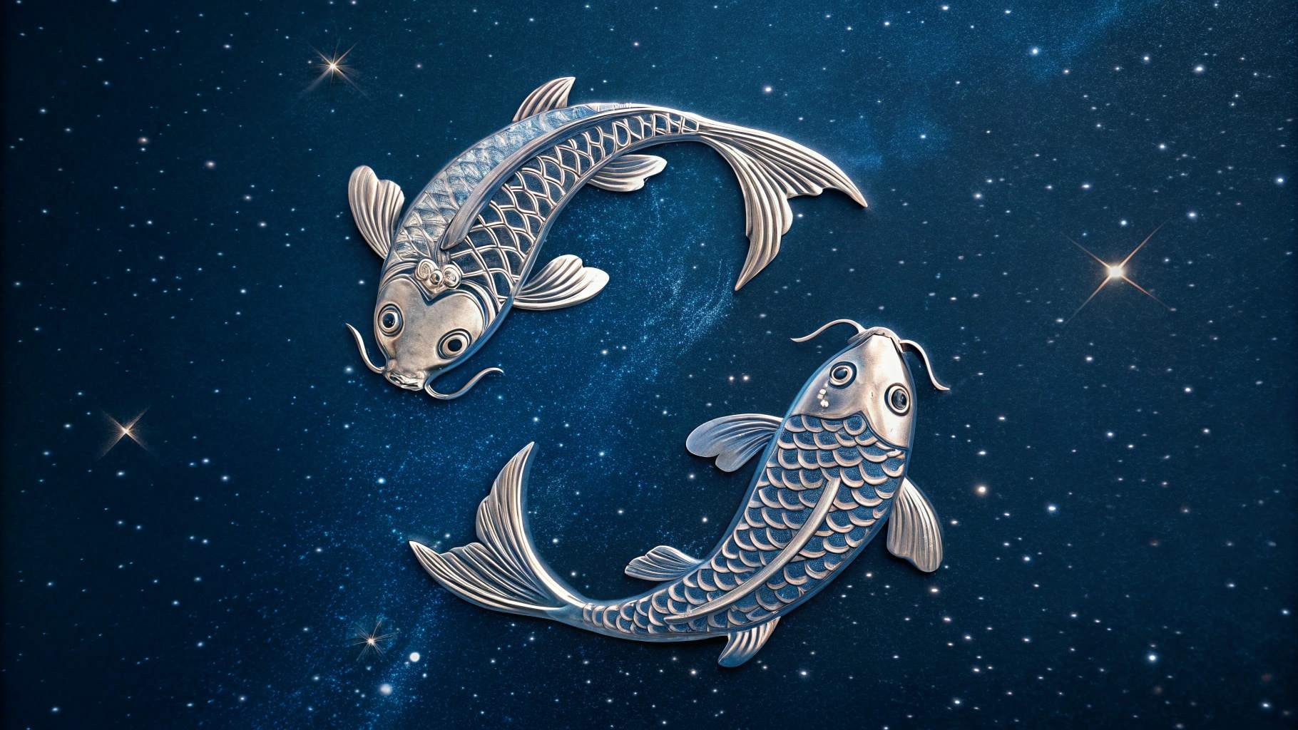 Simbolo zodiacale dei Pesci in argento metallizzato che simboleggia il giorno del 20 marzo.