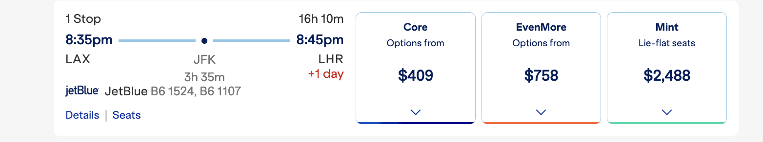 JetBlue Buy Points Up to 125% Bonus Through April 18, 2026 5 The price of the same ticket when paying in cash