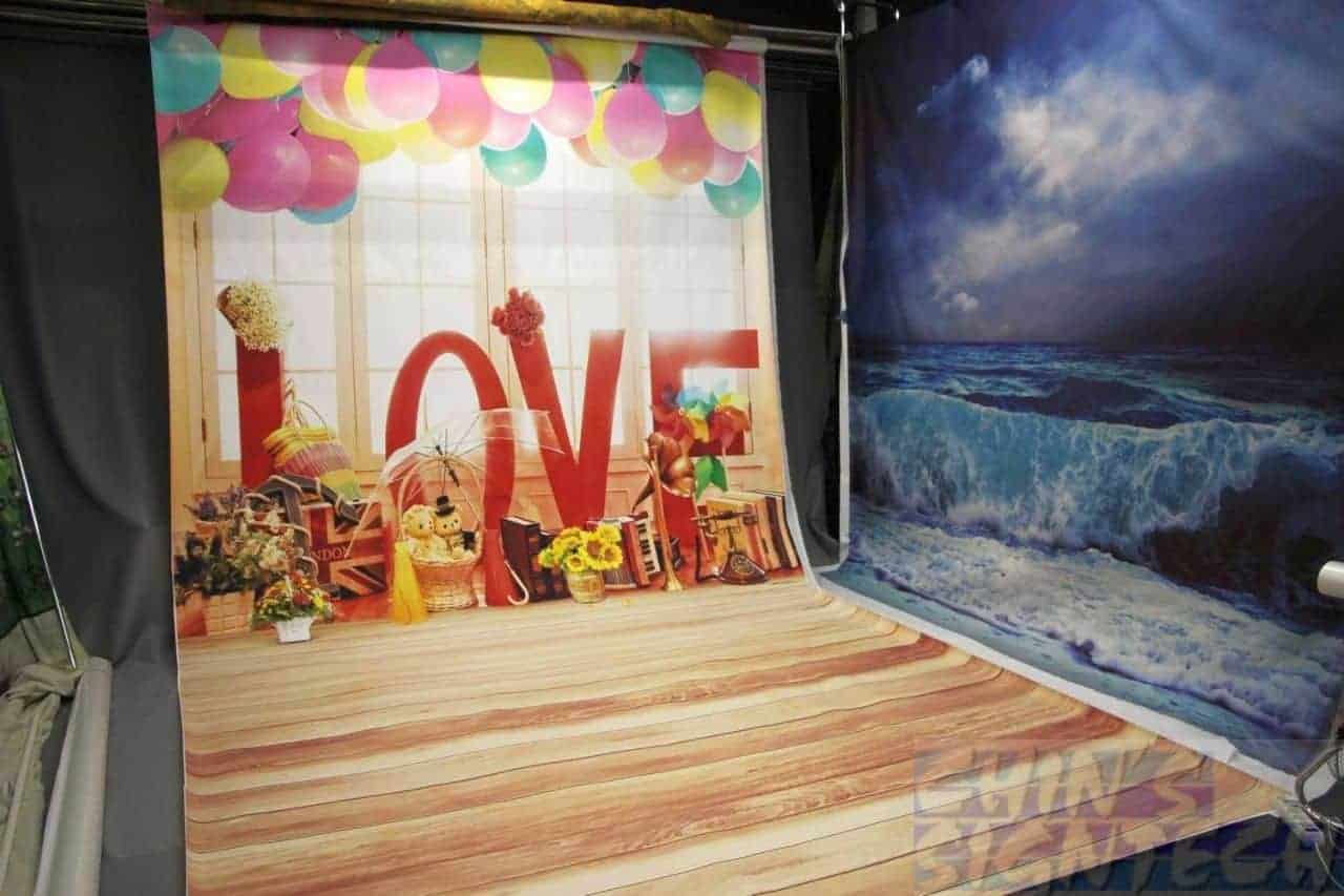 photography studio with fabric background