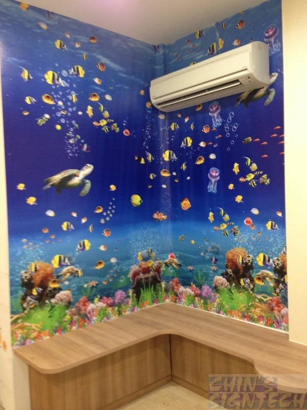 Aquarium design on sticker wall pasting