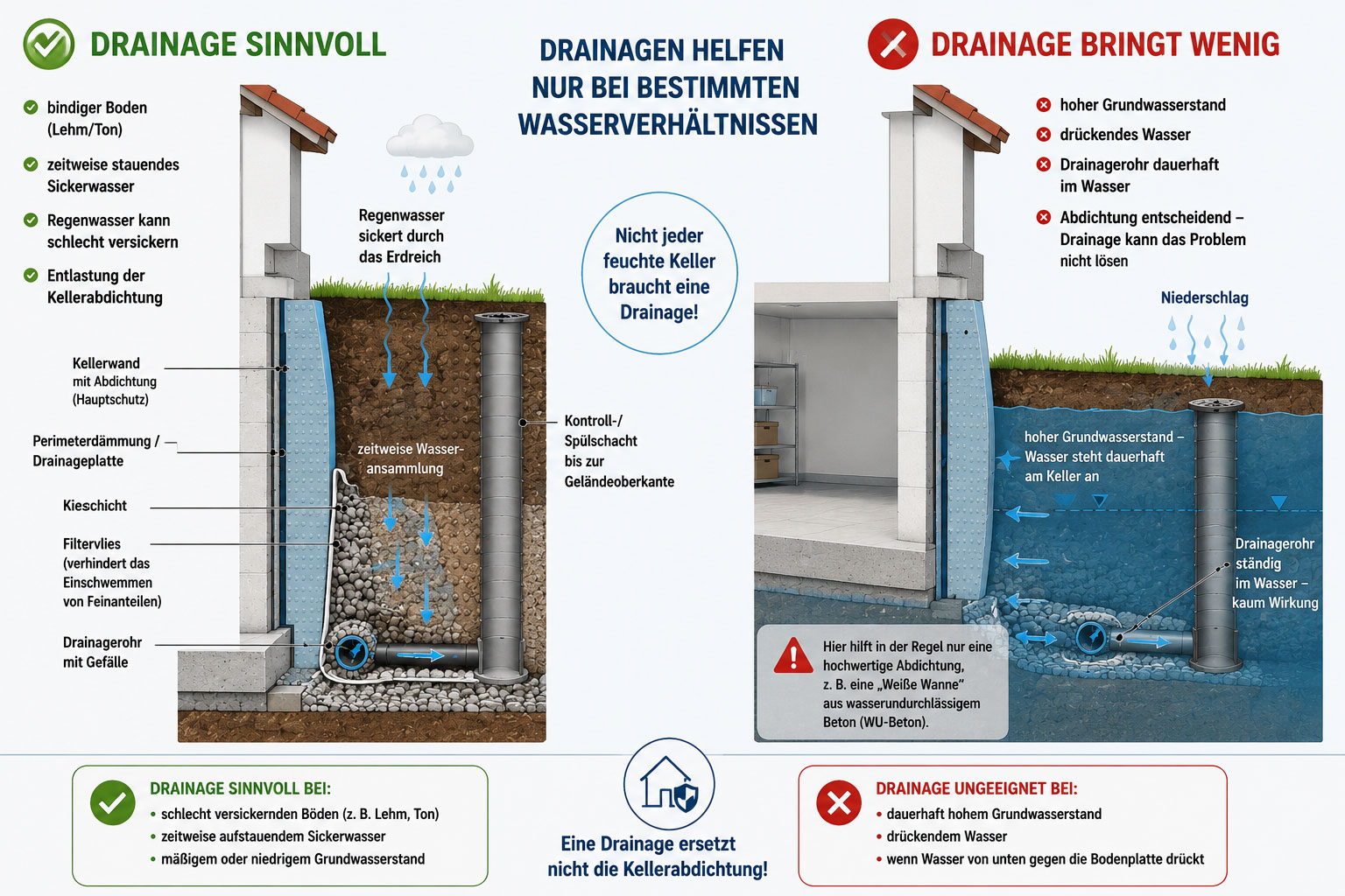 wann eine Drainage sinnvoll ist und wann nicht