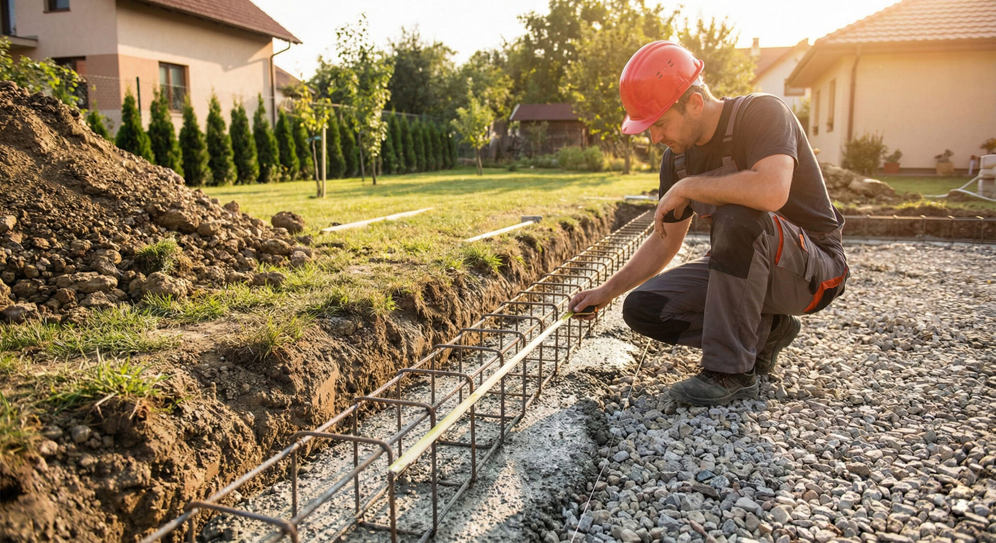 Fundament für eine Gartenmauer
