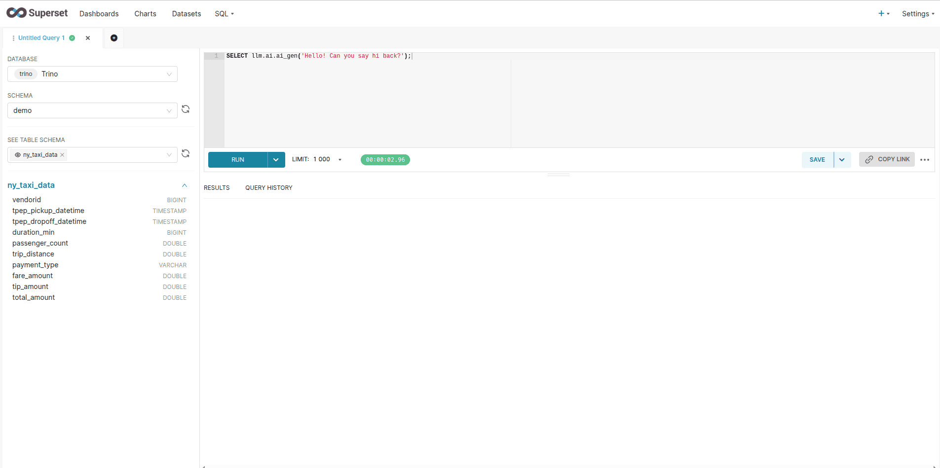 Superset connection test