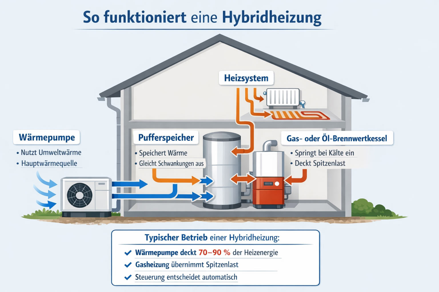 so funktioniert eine Hybridheizung