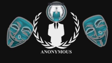 Anonymous symbol featuring a stylized mask. The symbol is composed of a central figure wearing a suit, a globe with a question mark for a head, and two stylized masks on either side, all set against a black background, representing the AEGIS Alliance and the investigation details.