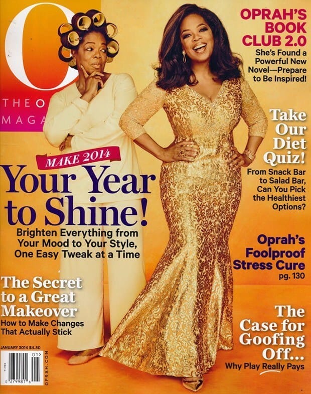 Oprah on the cover of O wearing Jorge Adeler jewelry