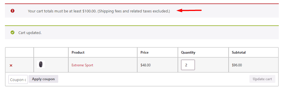 Show result of rule oncart page