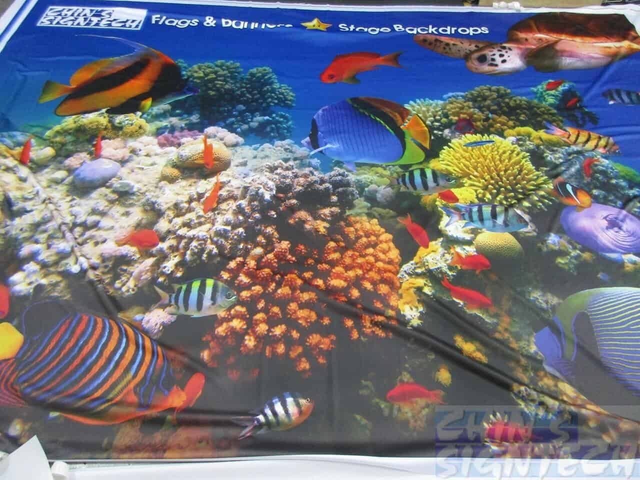 16 x 10ft Fabric printing on underwater world with fish