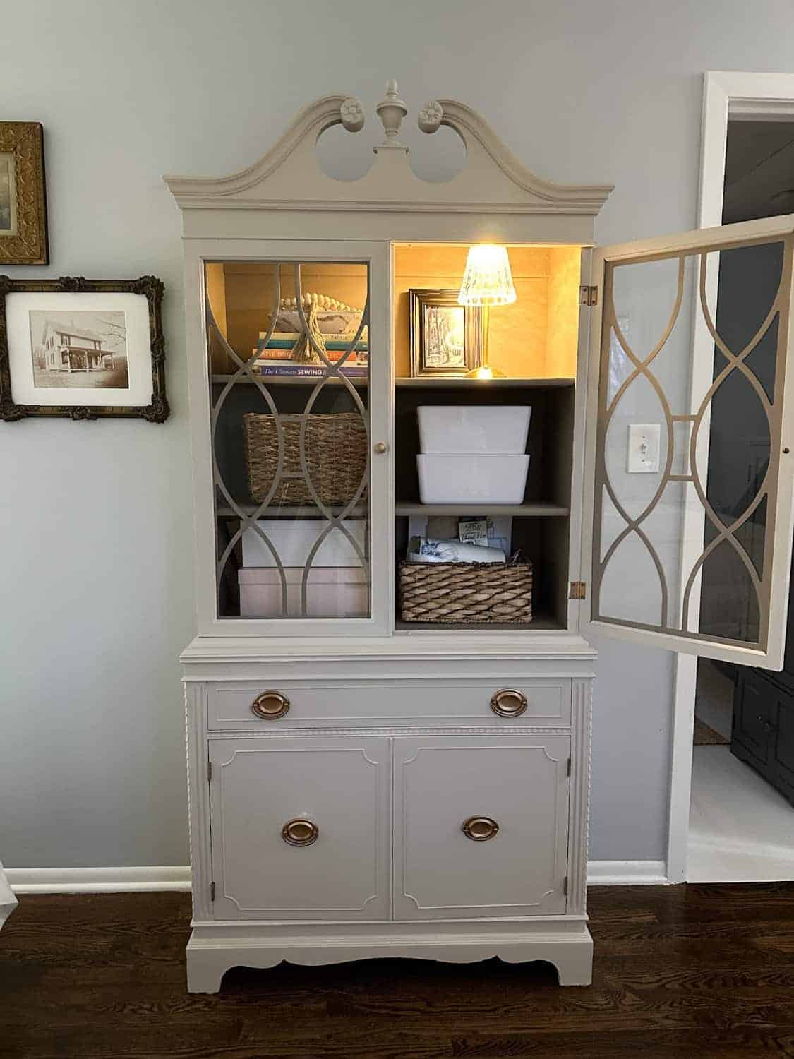 after i painted a dark wood china cabinet with dixie belle paint