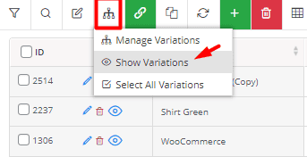 Click show variation tool