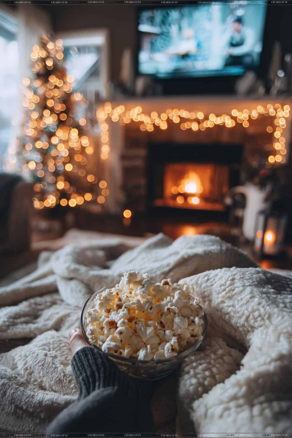 my fav Family Traditions movie night by the fire.