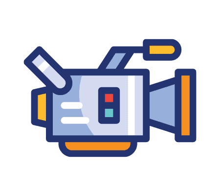 Video camera icon with buttons and handle, representing media or recording