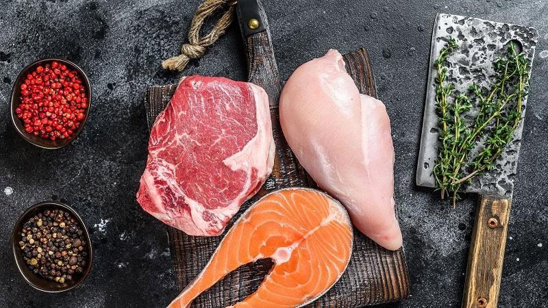Meat Chicken and Fish with Herbs and Spices