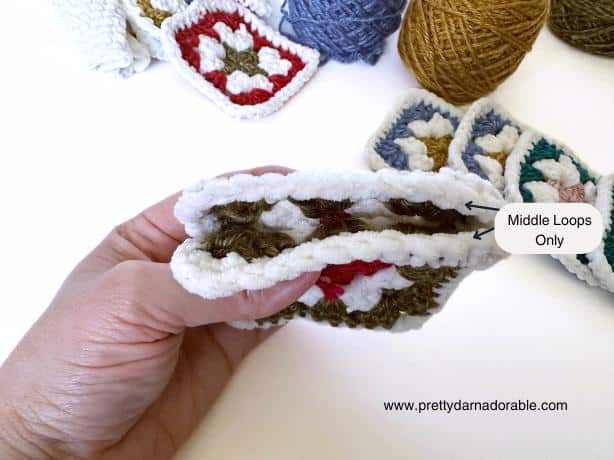 instructional photo for crochet granny square ornament