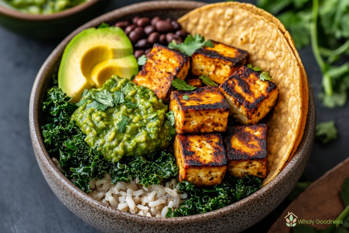 Vegan Baby Kale, Black Bean, and Brown Rice Bowl Recipe