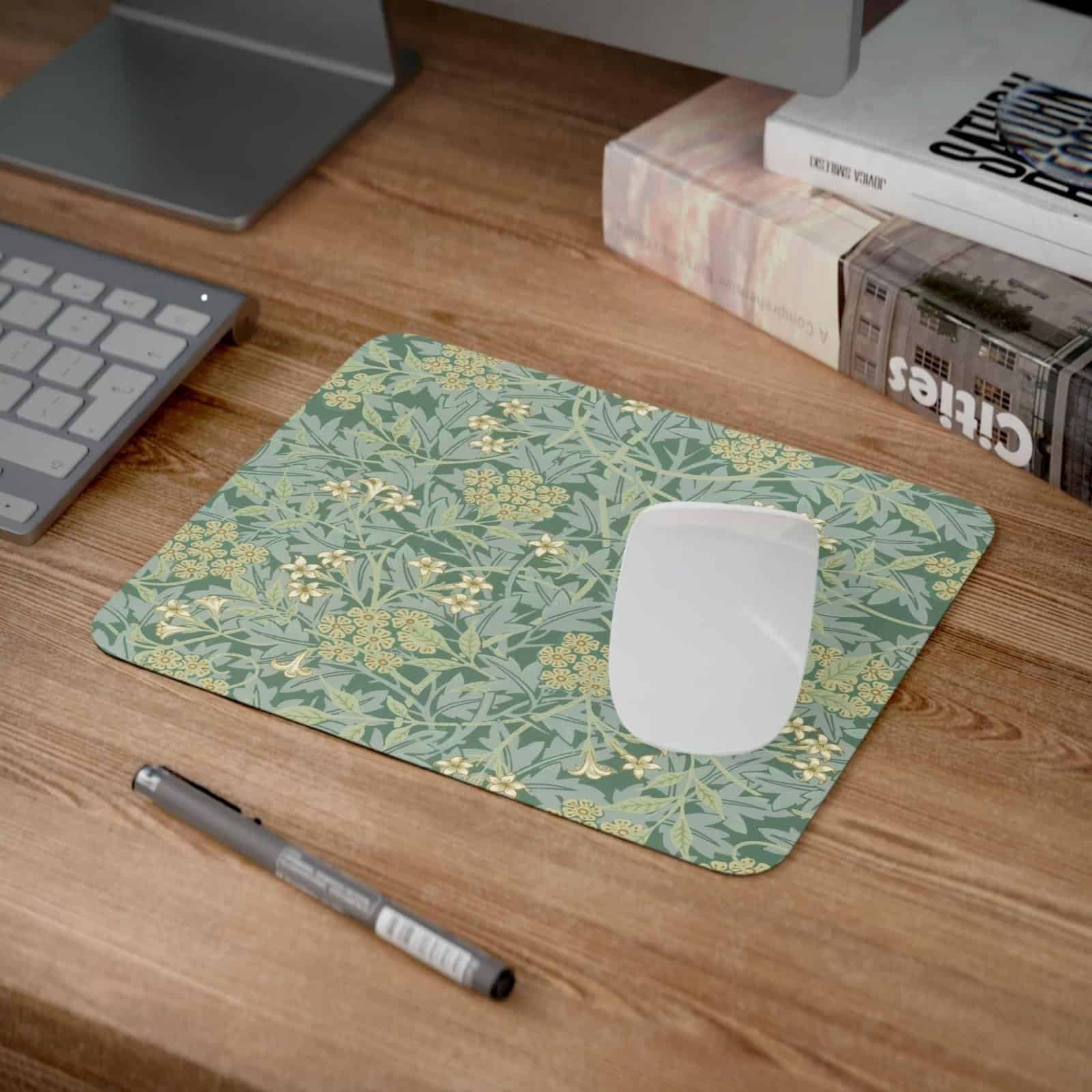 il_fullxfull.6176812317_6sj9.jpg William Morris Mouse Pad - Jasmine, Desk Organization, Non-Slip Rubber Base