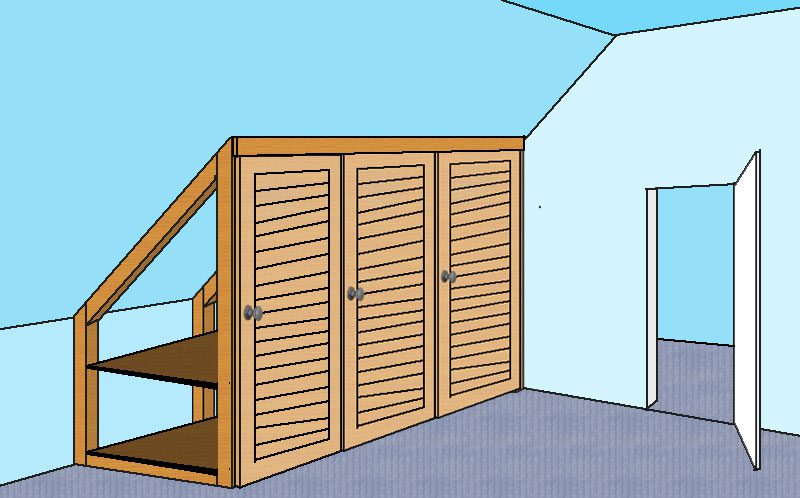 Lamellentüren für den Dachschrägenschrank