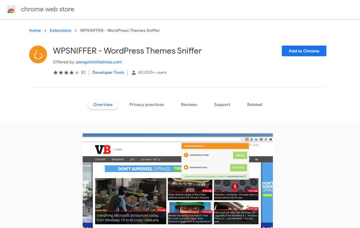 wpsniffer is a free tools to identifying website themes