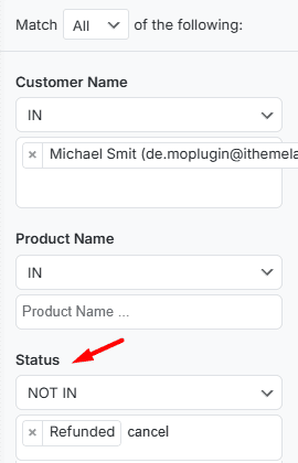 Apply desierd filter on report