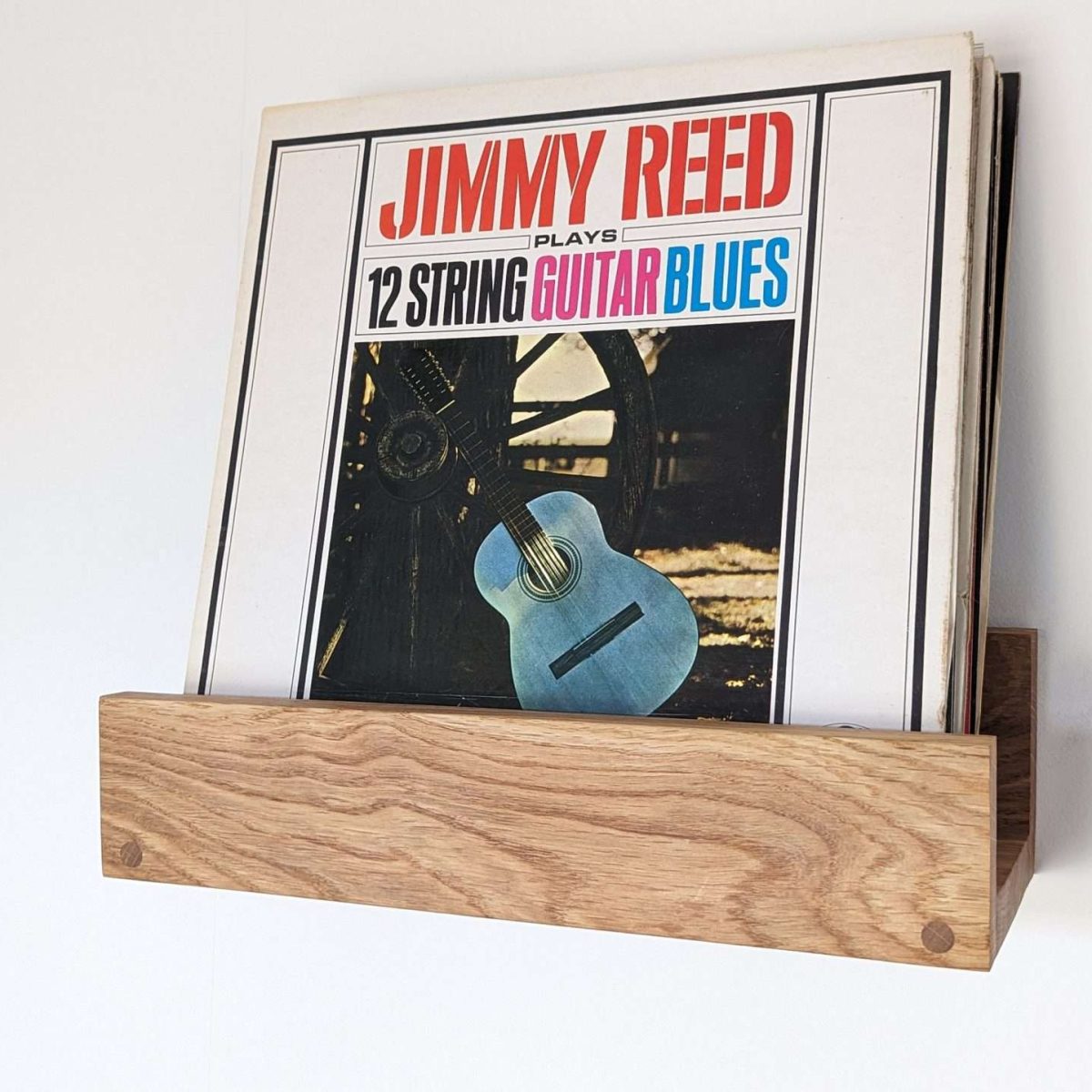 Solid Oak Vinyl Shelf - Wall mounted