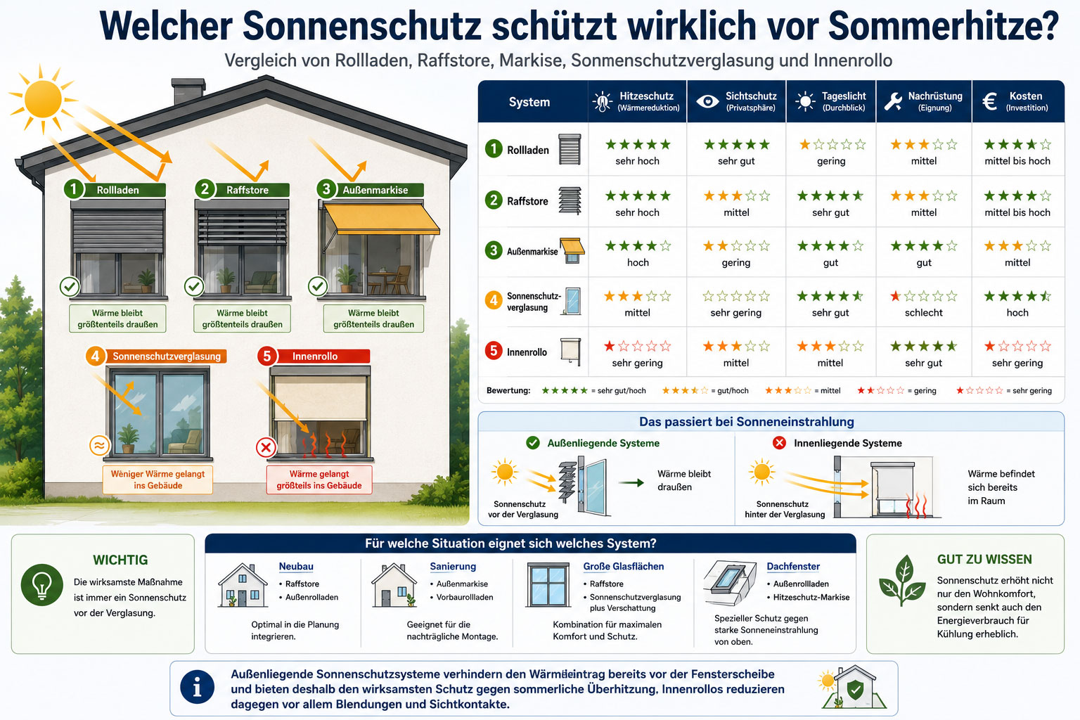 Welcher Sonnenschutz für das Fenster?