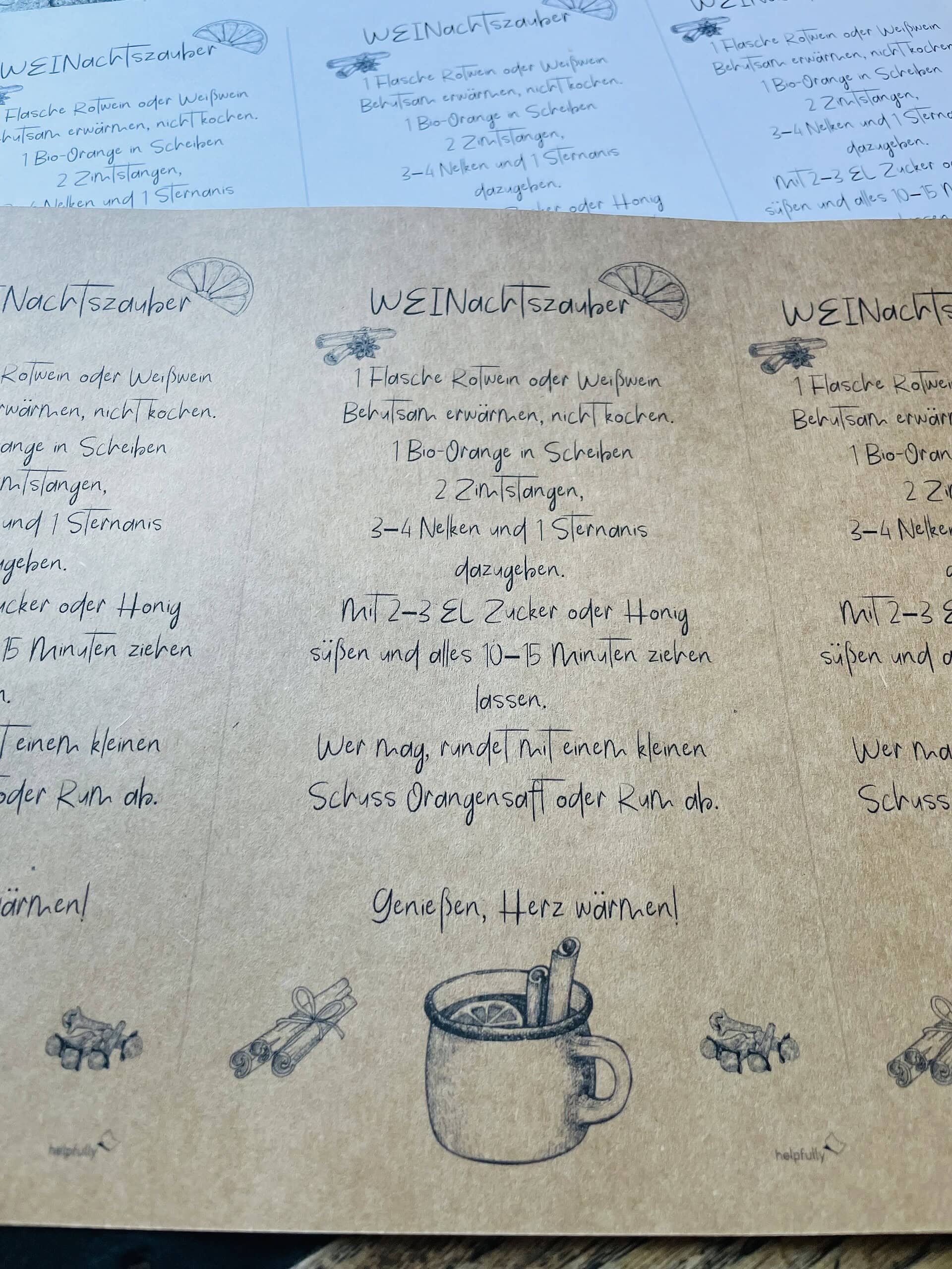 Glühwein Rezept in Kartenform zum Ausdrucken und Verschenken