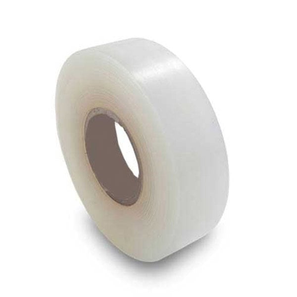 Clear Tape with a brown cardboard core, standing upright on a white background.