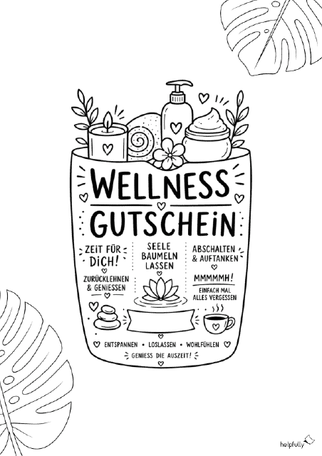 Mega schönen Wellnessgutschein bastel - mit der Gratis Vorlage von helpfully