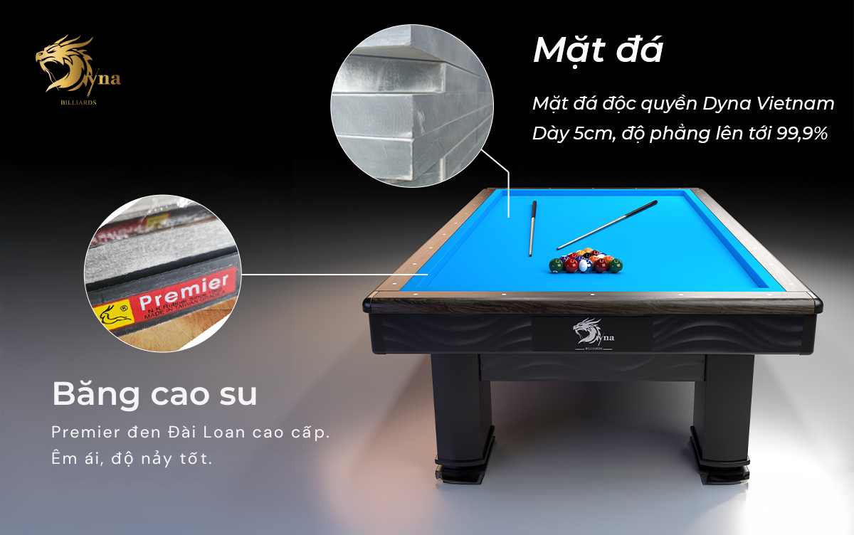 BÀN BIDA LÍP DYNA MAJESTIC 8 MẶT ĐÁ VÀ BĂNG CAO SU