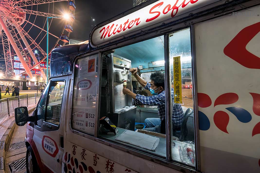 Ein Eiswagen von Mister Softee in Hongkong