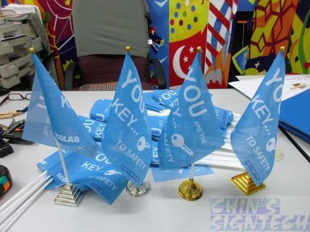 Table flags with plastic base for Safety awareness Campaign