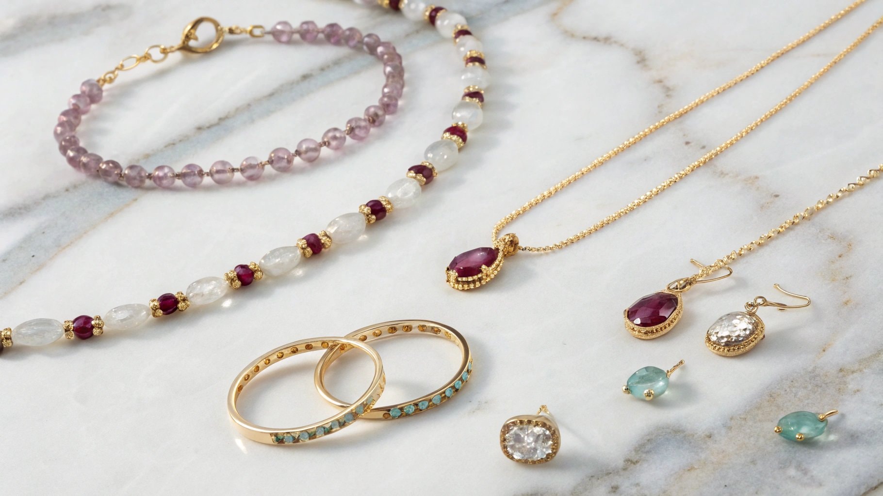 Parure de bijoux élégante ornée de cristaux et de pierres précieuses, mettant en valeur les pierres de naissance du signe astrologique du 22 octobre