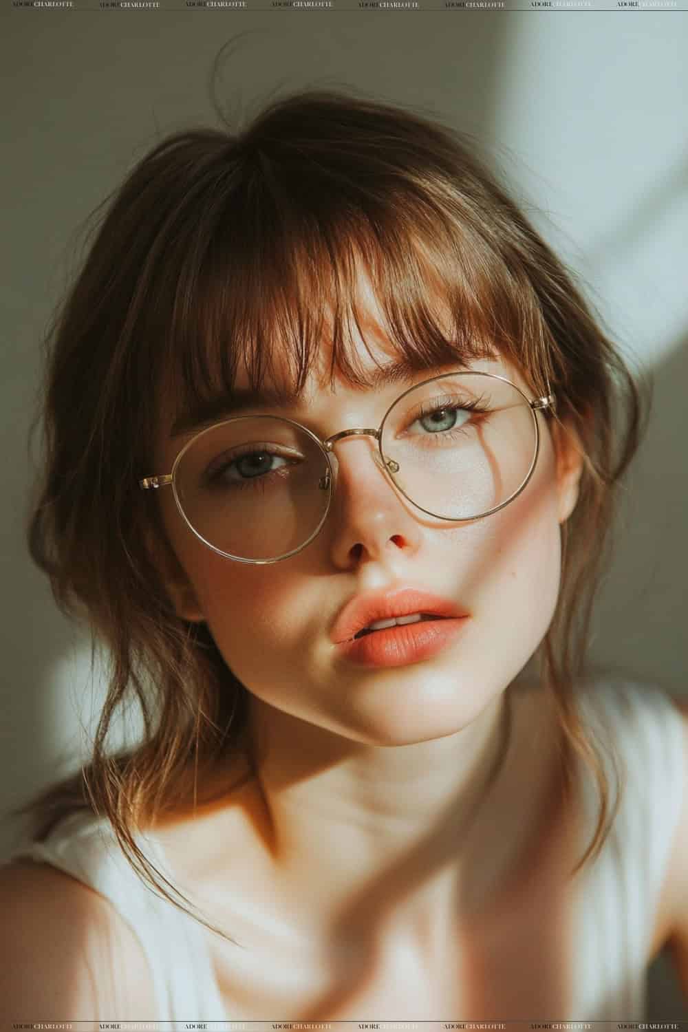 side-swept bangs hairstyles for women with glasses