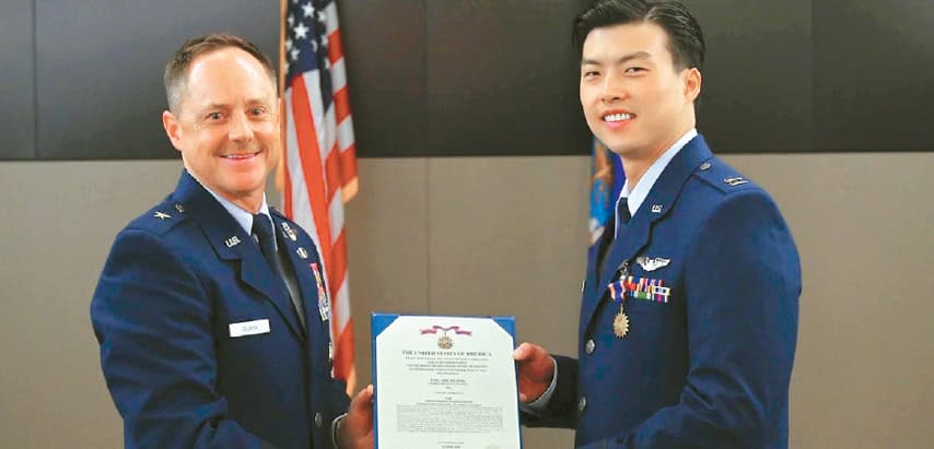 Andrew In receives Single-Event Air Medal from Brig. Gen. Tad Clark at Aviano Air Base on June 4, 2025