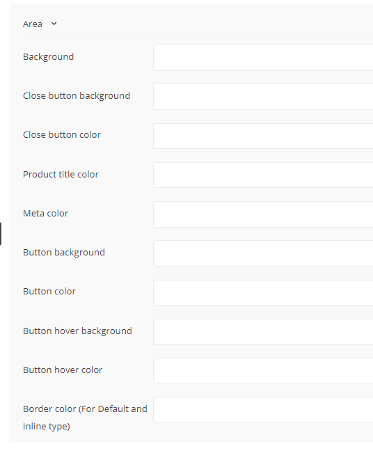 customize area section in WooCommerce table plugin