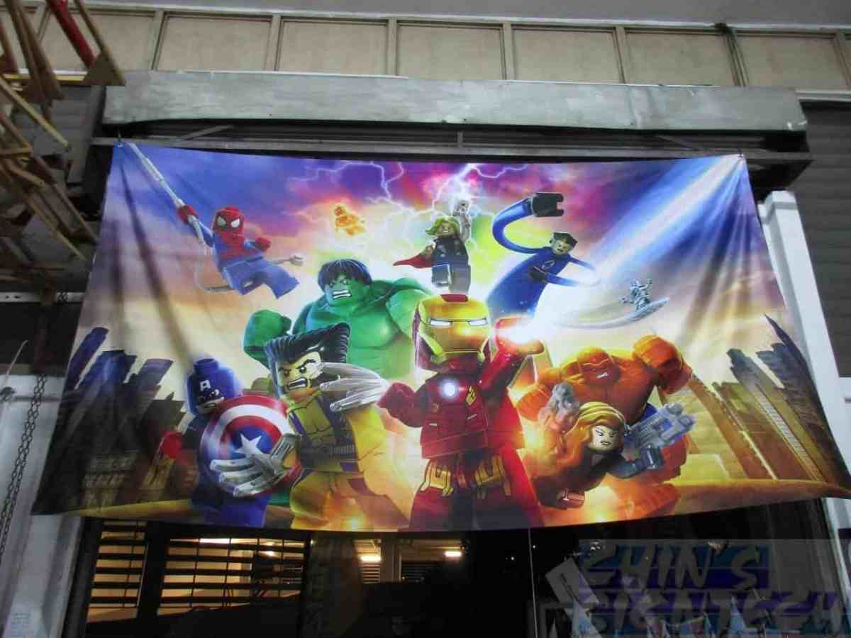 9ft Fabric printing with Lego Marvel Heroes