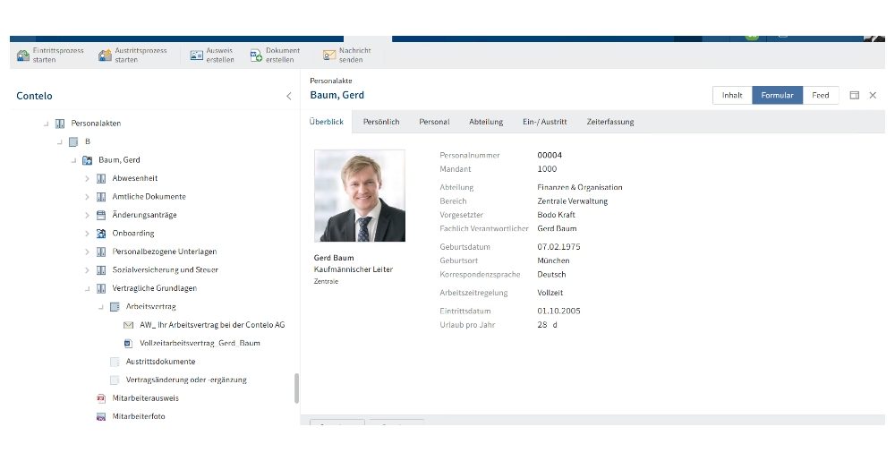 Screenshot HR Personnel File Formular