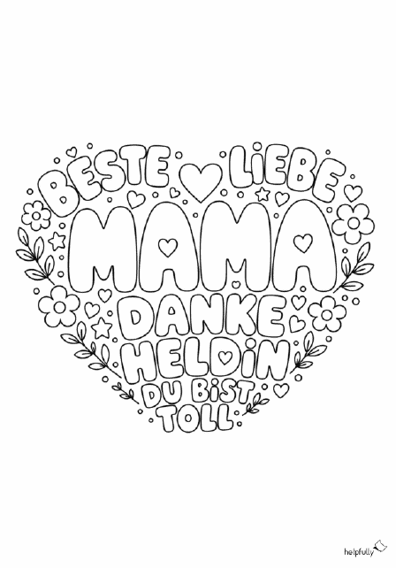 Herz für Mama basteln und ausmalen - mit der DIY-Vorlage zum Ausdrucken