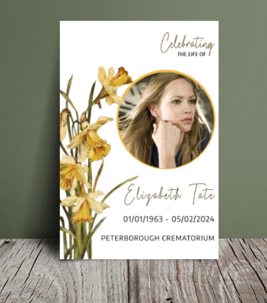 Daffodils funeral order of service 122 Daffodils funeral order of service 122 - Free Funeral Order of Service Template