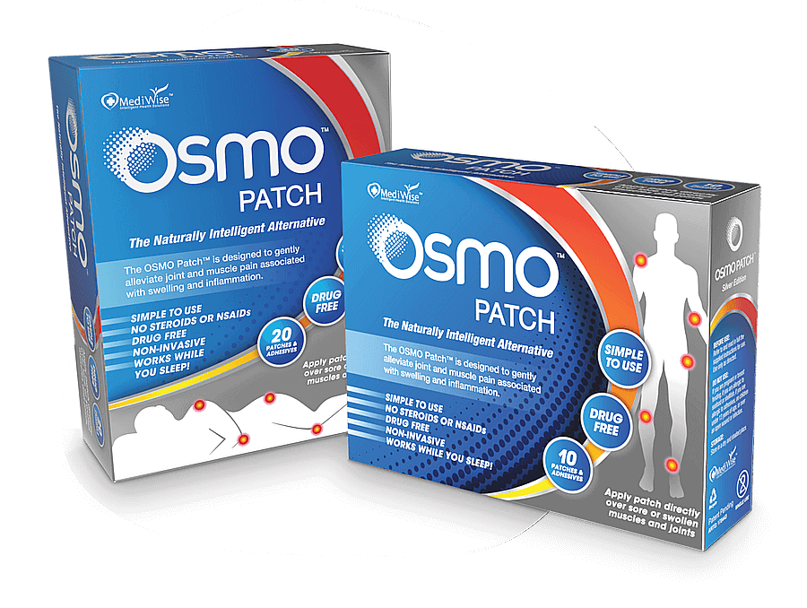 OSMO Patch Product Image - 1 pack of 10 patches displayed horizontally, 1 pack of 20 patches displayed vertically