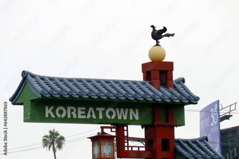 Los Angeles, California: sign of KOREATOWN a neighborhood in central Los Angeles