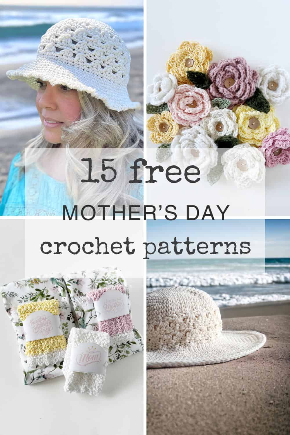 photos of various free crochet patterns for mothers day