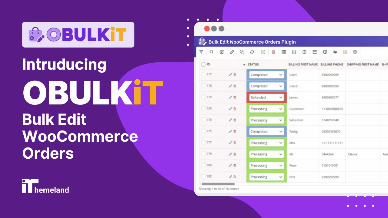 OBULKiT - Bulk Edit WooCommerce Orders by ithemeland youtube thumbnail banner